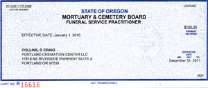 State of Oregon License